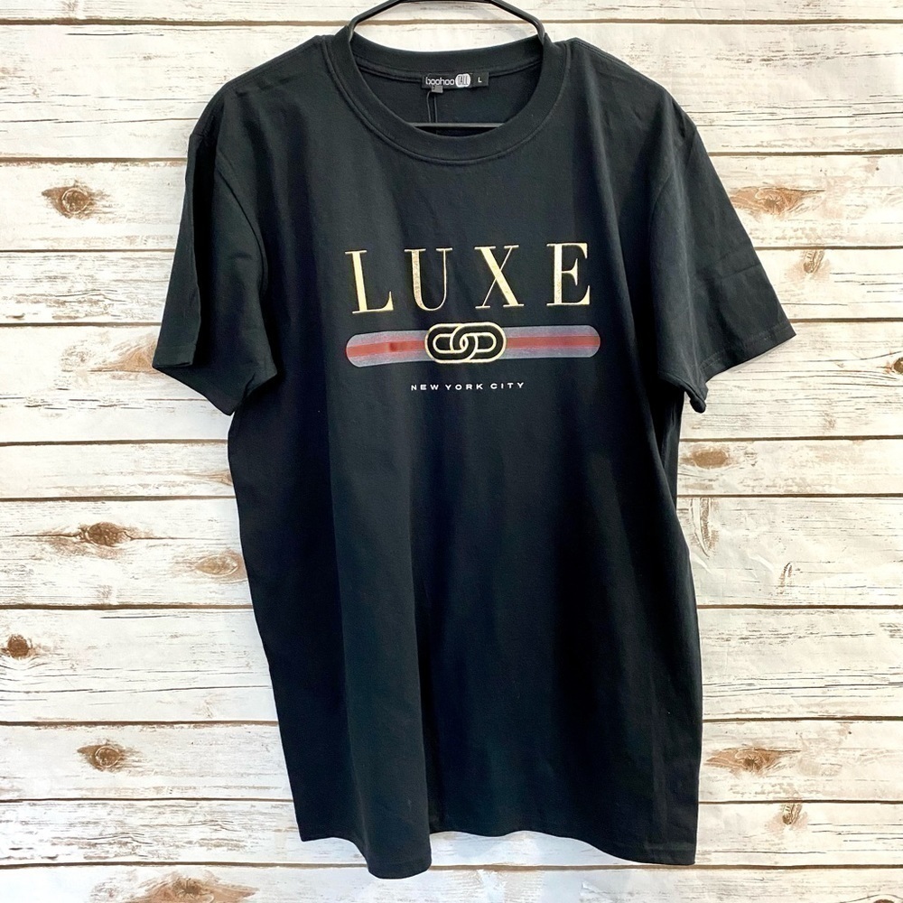 Boohoo Tall Fit Black Luxe Tee Shirt